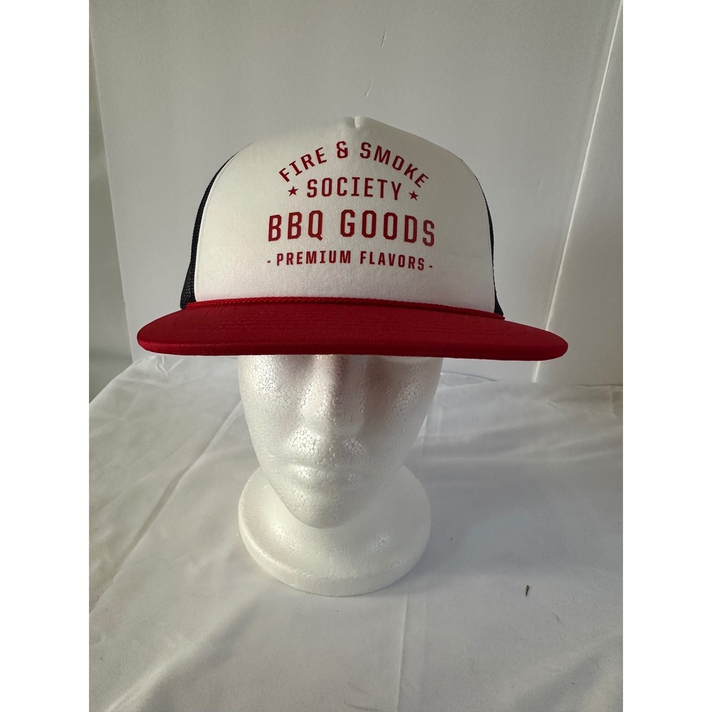 Fire & Smoke Society BBQ Goods Trucker Hat Cap Red‎ White Black